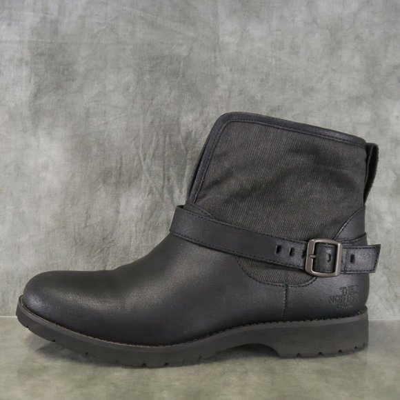 North Face BLACK/GRY Leather & Canvas BALLARD II PULL ON Ankle Boots Size 9 ANB - Picture 10 of 12